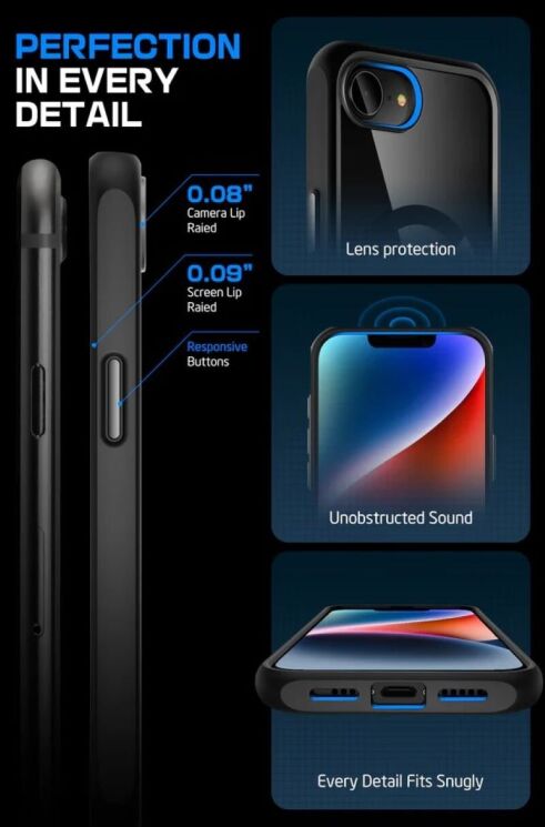 Защитный чехол Supcase UB Mag Slim Clear MagSafe для Apple iPhone 16e (843439157125) - Black: фото 9 из 10