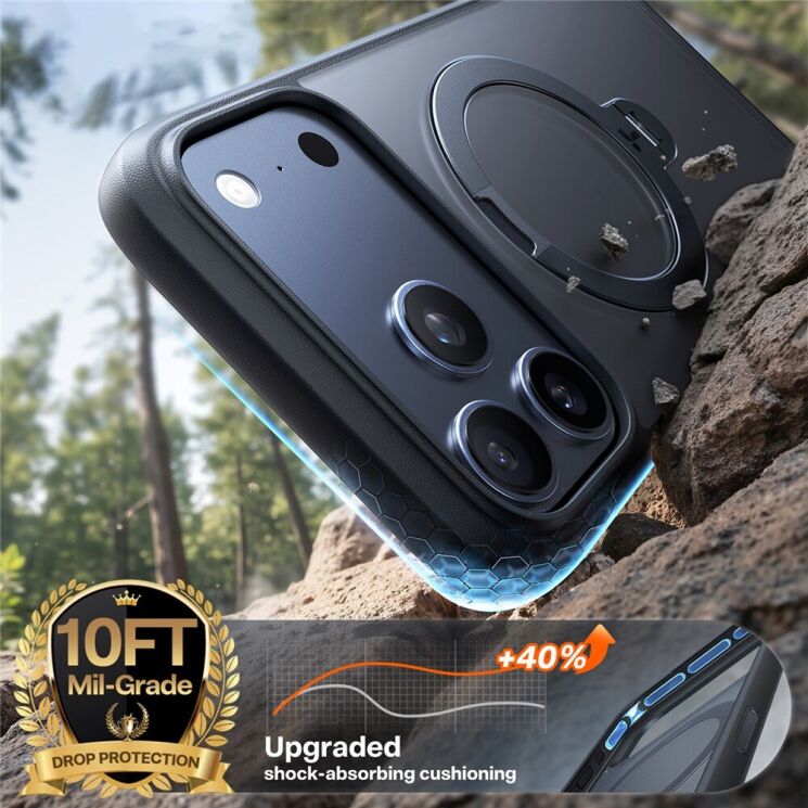 Защитный чехол TORRAS Ostand Spin MagSafe для Apple iPhone 17 Pro Max - Transparent: фото 4 из 8