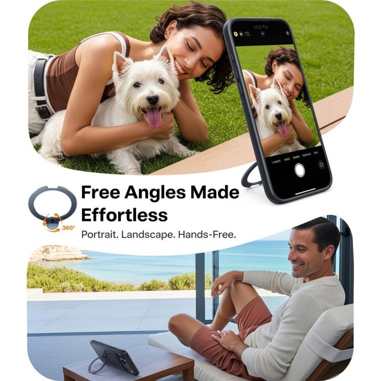 Защитный чехол TORRAS Ostand Spin MagSafe для Apple iPhone 17 Pro Max - Transparent: фото 5 из 8