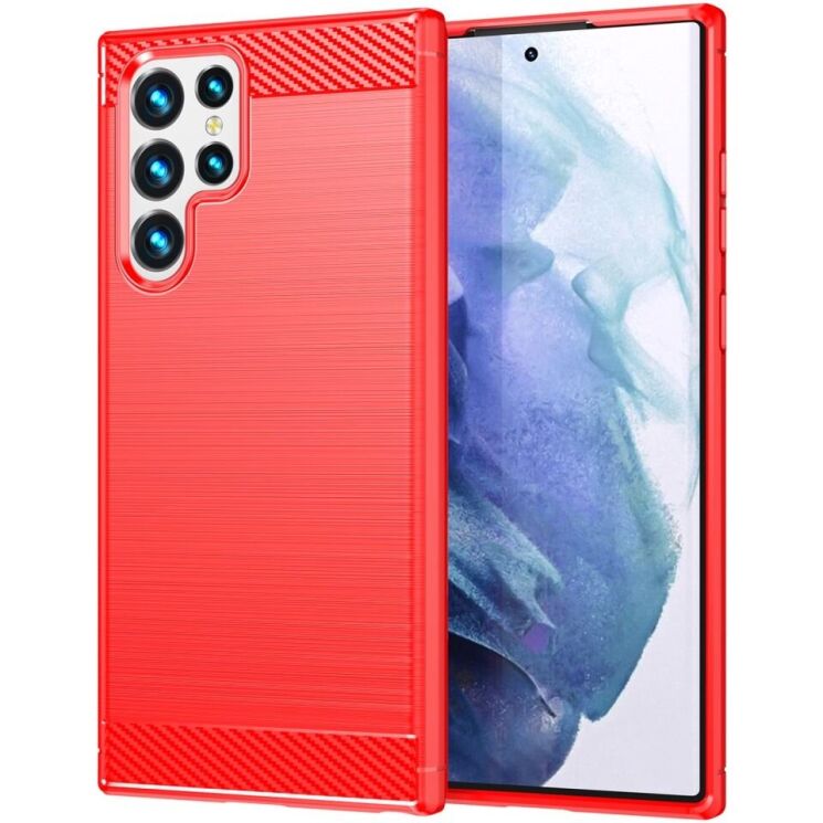 Защитный чехол UniCase Carbon для Samsung Galaxy S22 Ultra (S908) - Red: фото 1 из 8