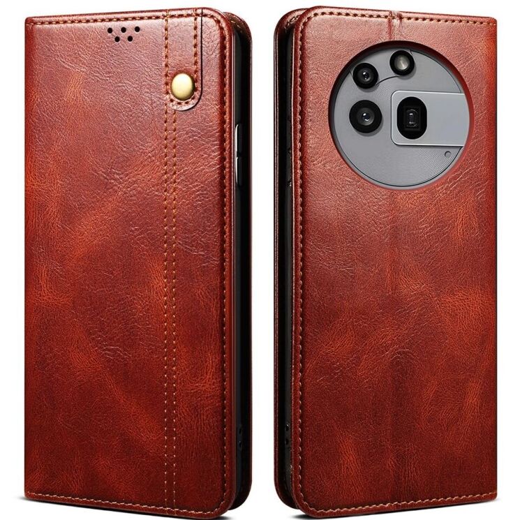 Защитный чехол UniCase Leather Wallet для Nothing Phone (3a) Pro - Brown: фото 1 из 6