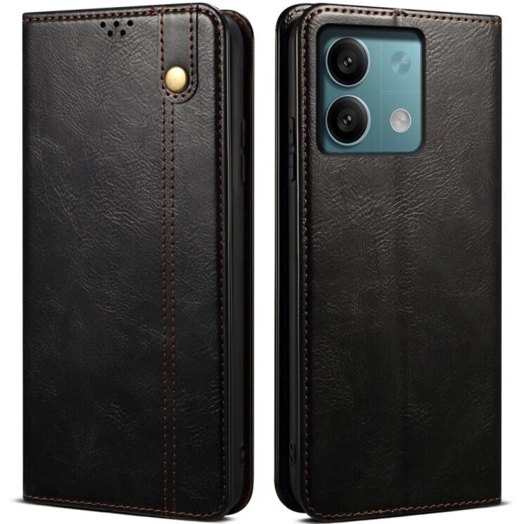 Защитный чехол UniCase Leather Wallet для Xiaomi Redmi Note 13 - Black: фото 1 из 6