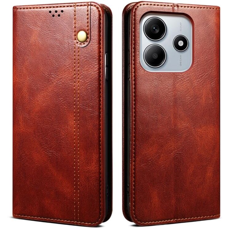 Защитный чехол UniCase Leather Wallet для Xiaomi Redmi Note 14 5G - Brown: фото 1 из 10