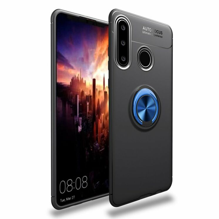 Защитный чехол UniCase Magnetic Ring для Huawei P40 Lite E - Black / Blue: фото 1 из 14