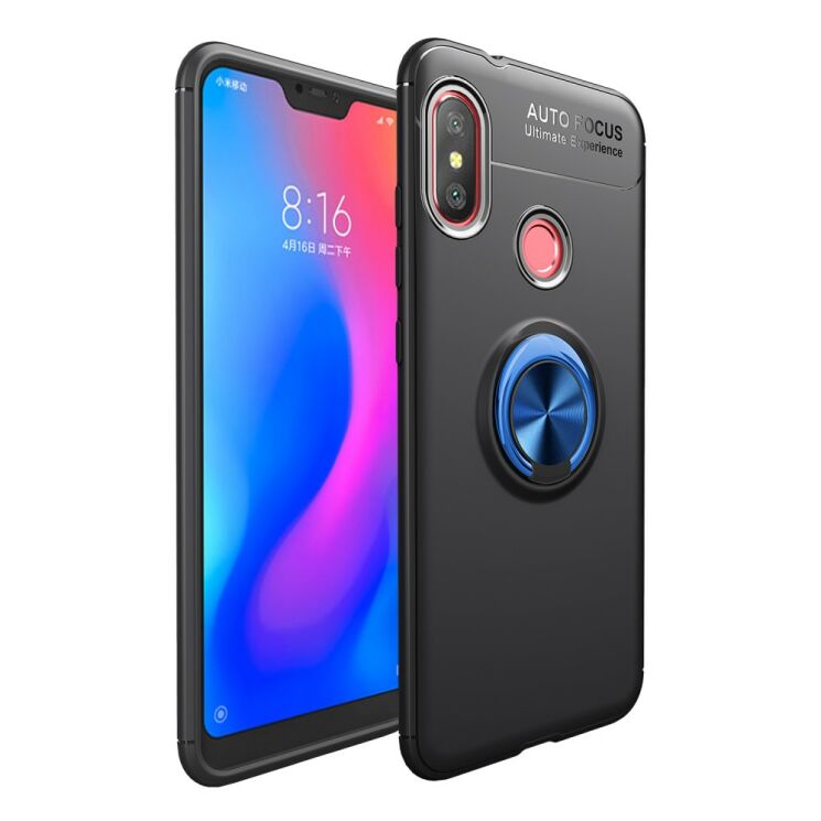 Защитный чехол UniCase Magnetic Ring для Xiaomi Redmi 6 Pro / Mi A2 Lite - Black / Blue: фото 1 из 12