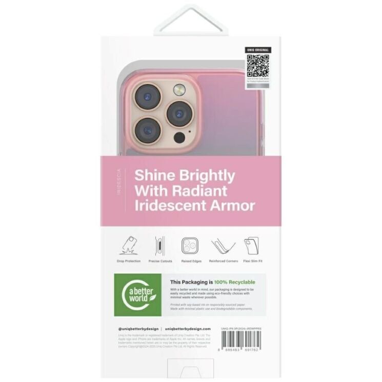 Захисний чохол UNIQ Iridescia для Apple iPhone 16 Pro Max - Pink Prism: фото 5 з 8