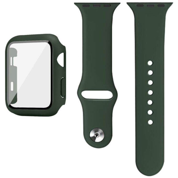 Захисний комплект IMAK Watch Strap + Case для Apple Watch 42 mm - Dark Green: фото 5 з 14