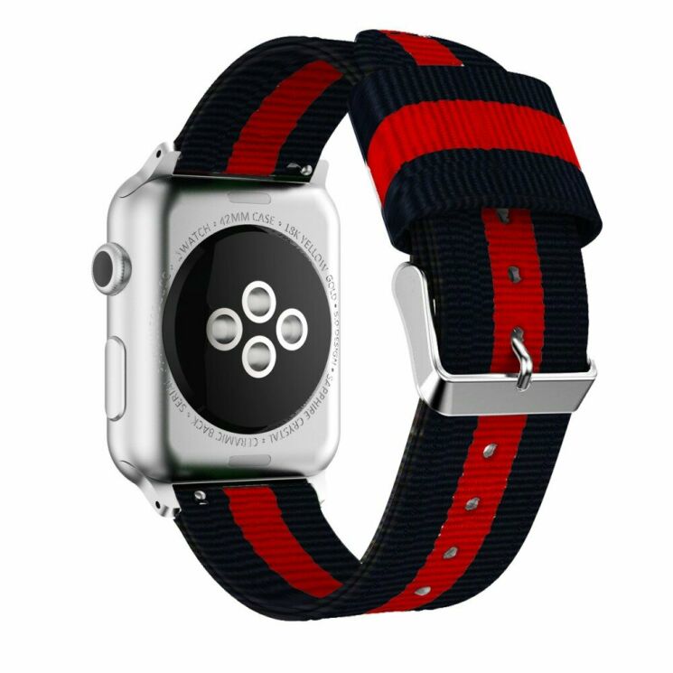 Ремешок UniCase Nylon для Apple Watch 42 (Series 10) / 41 / 40 / SE 40 / 38 - Black / Red: фото 1 из 10