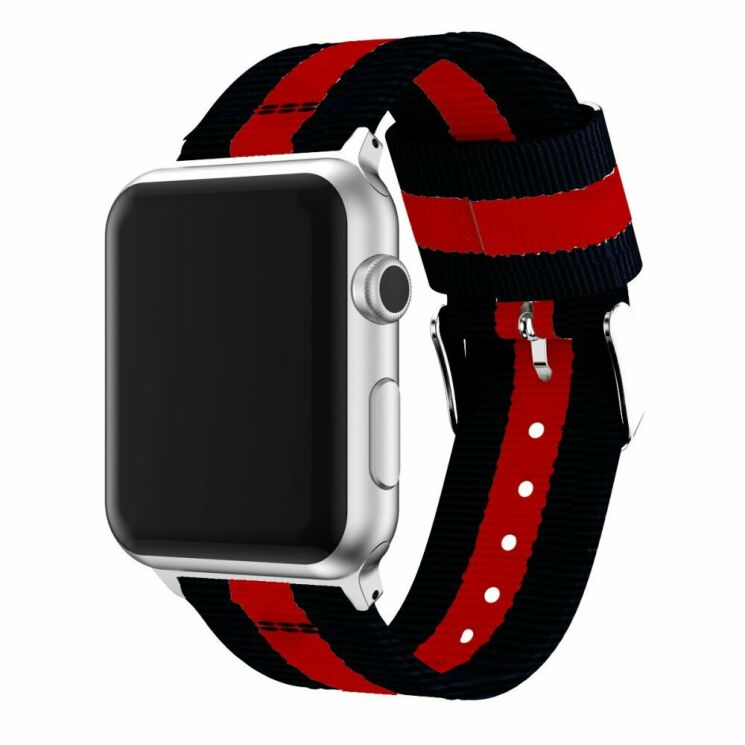 Ремешок UniCase Nylon для Apple Watch 42 (Series 10) / 41 / 40 / SE 40 / 38 - Black / Red: фото 2 из 10