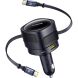 Автомобильное зарядное устройство Baseus Enjoyment Max Retractable (90W) + кабель Type-C+Type-C (C00035507121) - Black (923422B). Фото 1 из 8