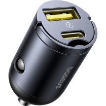 Автомобильное зарядное устройство Baseus Tiny Star Mini 30W (USB + Type-C) C00035001121-02 - Black: фото 1 из 26