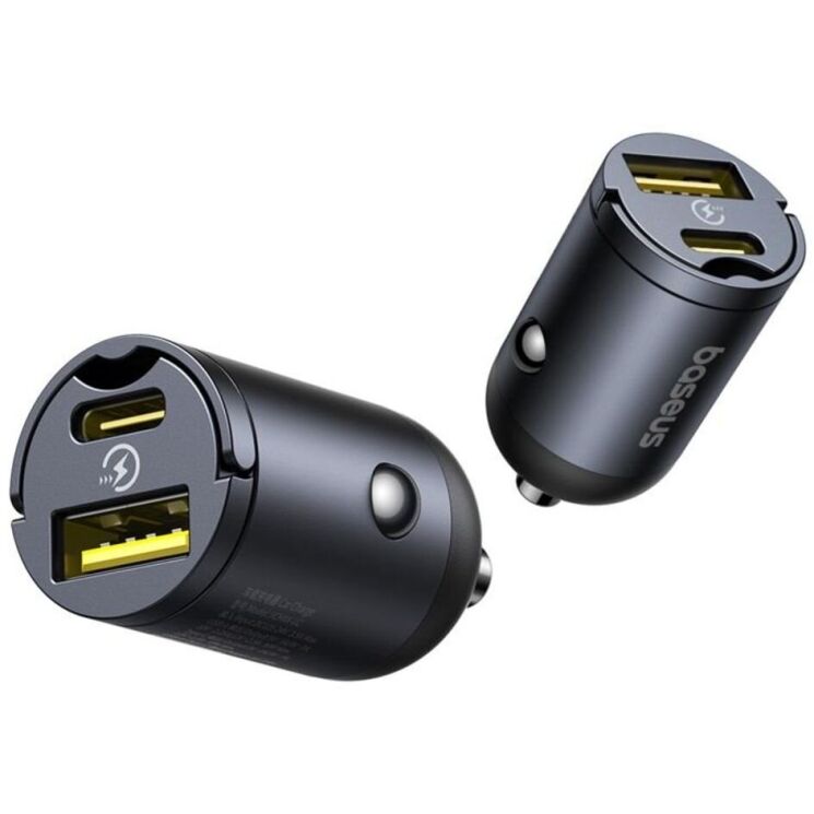 Автомобильное зарядное устройство Baseus Tiny Star Mini 30W (USB + Type-C) C00035001121-02 - Black: фото 4 из 26