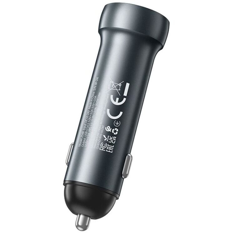 Автомобильное зарядное устройство Hoco Z54B PD60W (2Type-C) - Metal Grey: фото 4 из 7