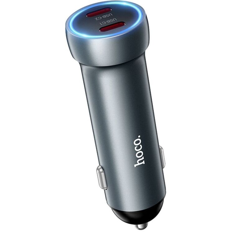 Автомобильное зарядное устройство Hoco Z54B PD60W (2Type-C) - Metal Grey: фото 1 из 7
