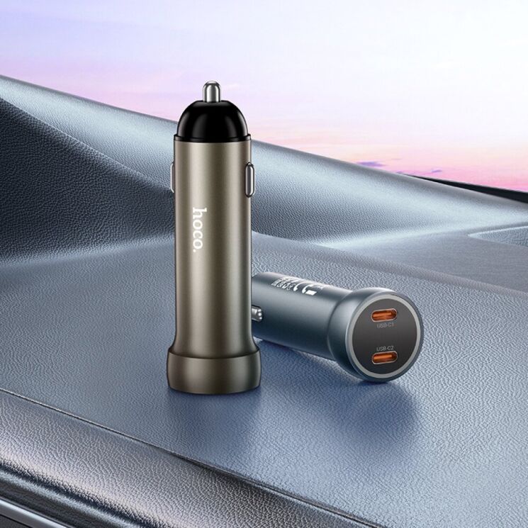 Автомобильное зарядное устройство Hoco Z54B PD60W (2Type-C) - Metal Grey: фото 7 из 7
