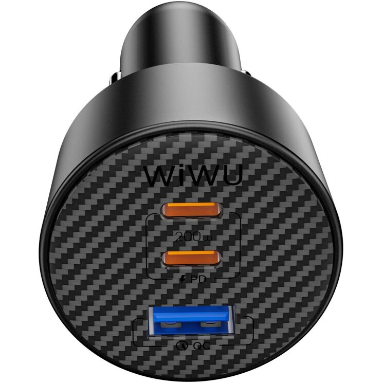 Автомобильное зарядное устройство WIWU CC026 Warriors PD200W + QC3.0 (USB + 2Type-C) - Black: фото 3 из 9