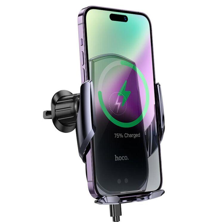 Автомобильный держатель с беспроводной зарядкой Hoco CA202 Plus - Black: фото 5 из 8
