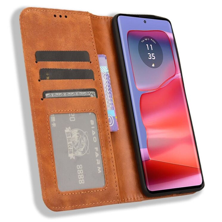 Чехол Deexe Retro Style для Motorola Edge 50 Pro - Brown: фото 2 из 7