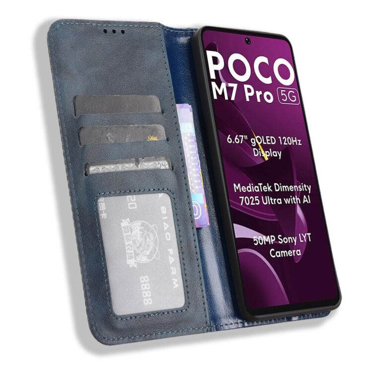 Чехол Deexe Retro Style для Xiaomi Poco M7 Pro - Blue: фото 3 из 7
