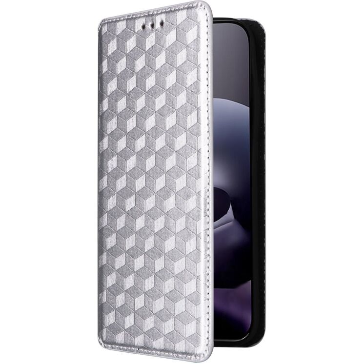 Чохол Deexe Rhombus Book для Motorola Moto G77 - Silver: фото 6 з 10