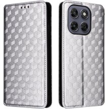 Чохол Deexe Rhombus Book для Motorola Moto G77 - Silver: фото 1 з 10