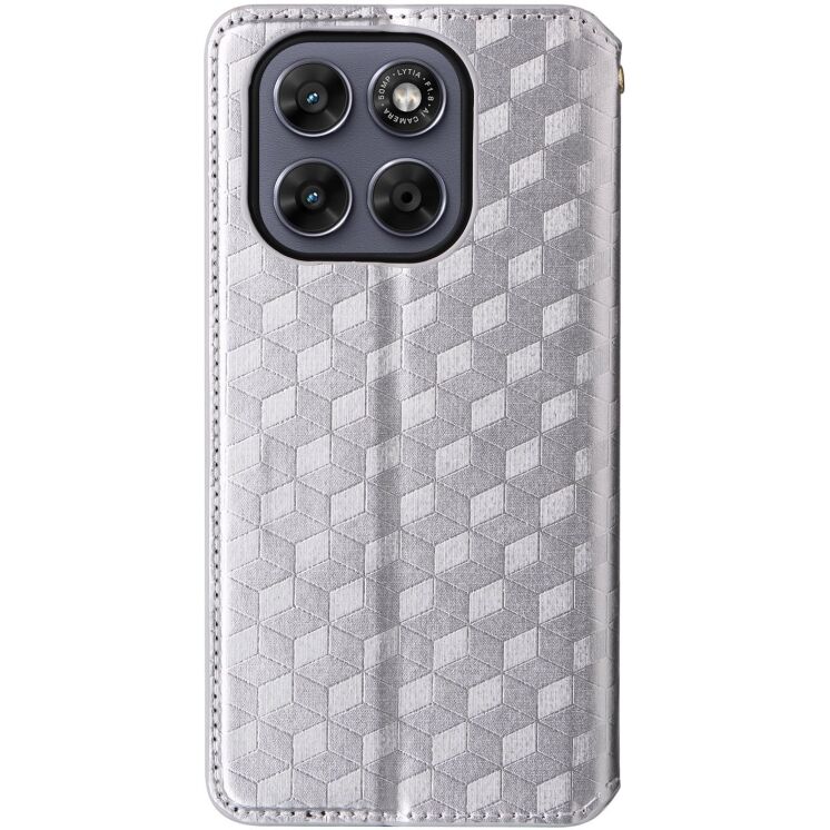 Чохол Deexe Rhombus Book для Motorola Moto G77 - Silver: фото 8 з 10