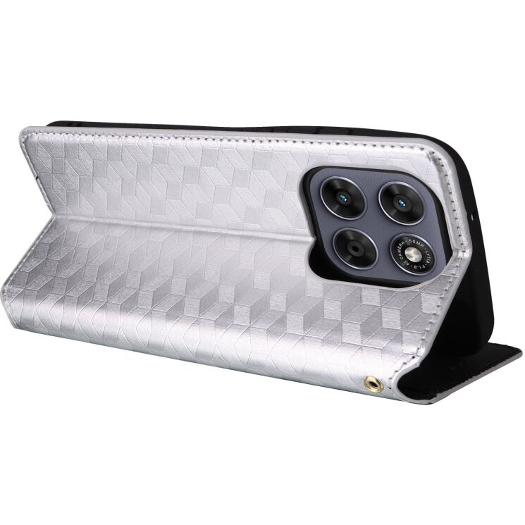 Чохол Deexe Rhombus Book для Motorola Moto G77 - Silver: фото 5 з 10