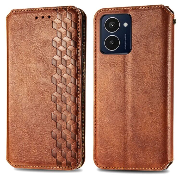 Чехол Deexe Rhombus Wallet для HMD Pulse Pro - Brown: фото 1 из 6