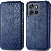 Чехол Deexe Rhombus Wallet для Motorola Edge 50 Neo - Blue: фото 1 из 10