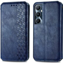 Чехол Deexe Rhombus Wallet для Realme C65 - Blue: фото 1 из 9