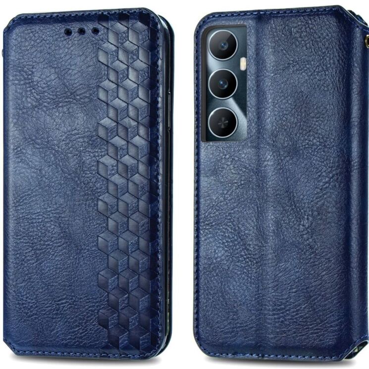 Чехол Deexe Rhombus Wallet для Realme C65 - Blue: фото 1 из 9