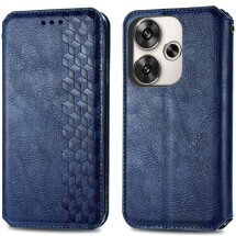 Чехол Deexe Rhombus Wallet для Xiaomi Poco F6 - Blue: фото 1 из 9