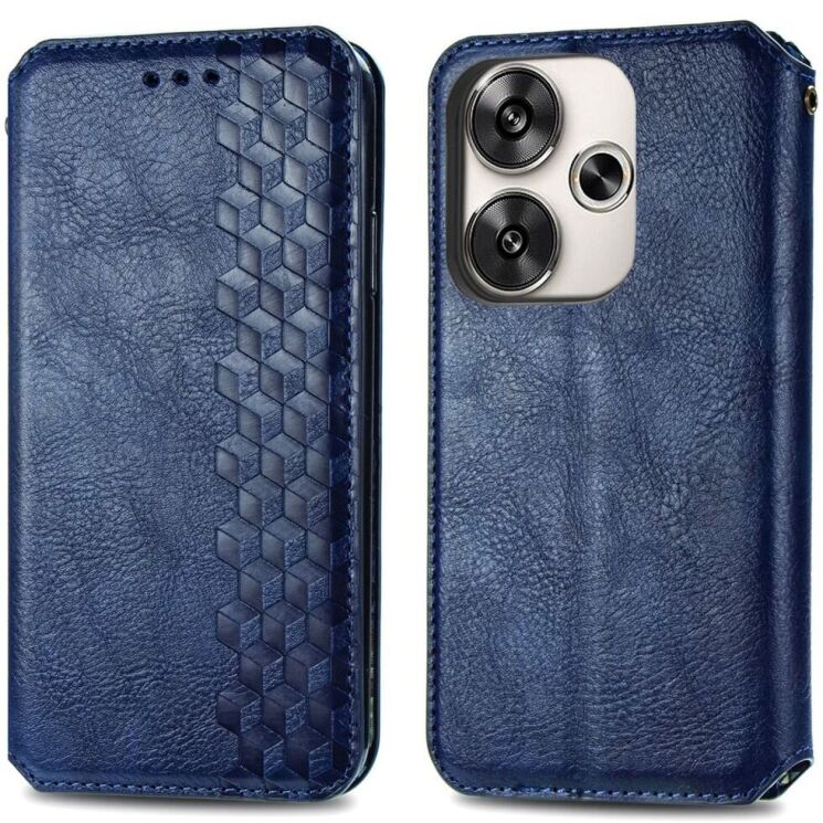 Чехол Deexe Rhombus Wallet для Xiaomi Poco F6 - Blue: фото 1 из 9