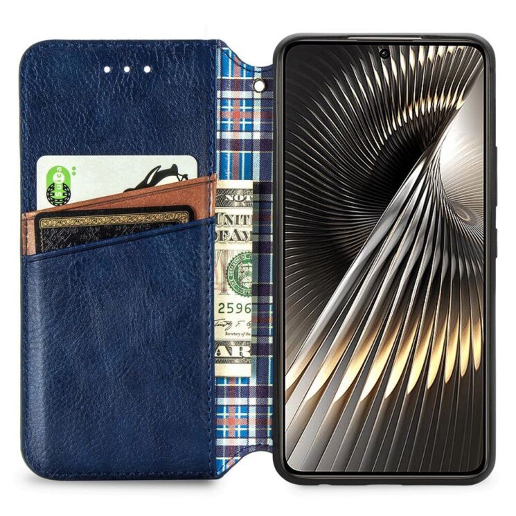 Чехол Deexe Rhombus Wallet для Xiaomi Poco F6 - Blue: фото 2 из 9