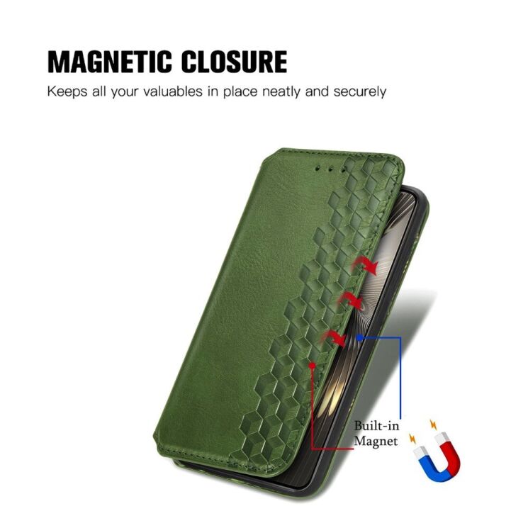 Чехол Deexe Rhombus Wallet для Xiaomi Poco F6 - Blue: фото 7 из 9