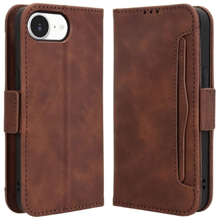 Чехол Deexe Wallet Stand для Apple iPhone 16e - Brown: фото 1 из 7