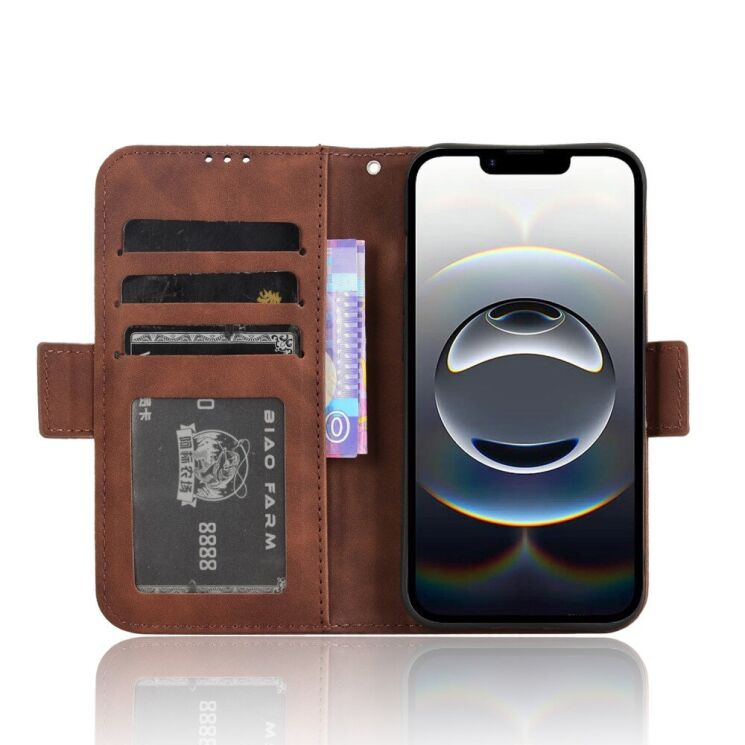 Чехол Deexe Wallet Stand для Apple iPhone 16e - Brown: фото 3 из 7