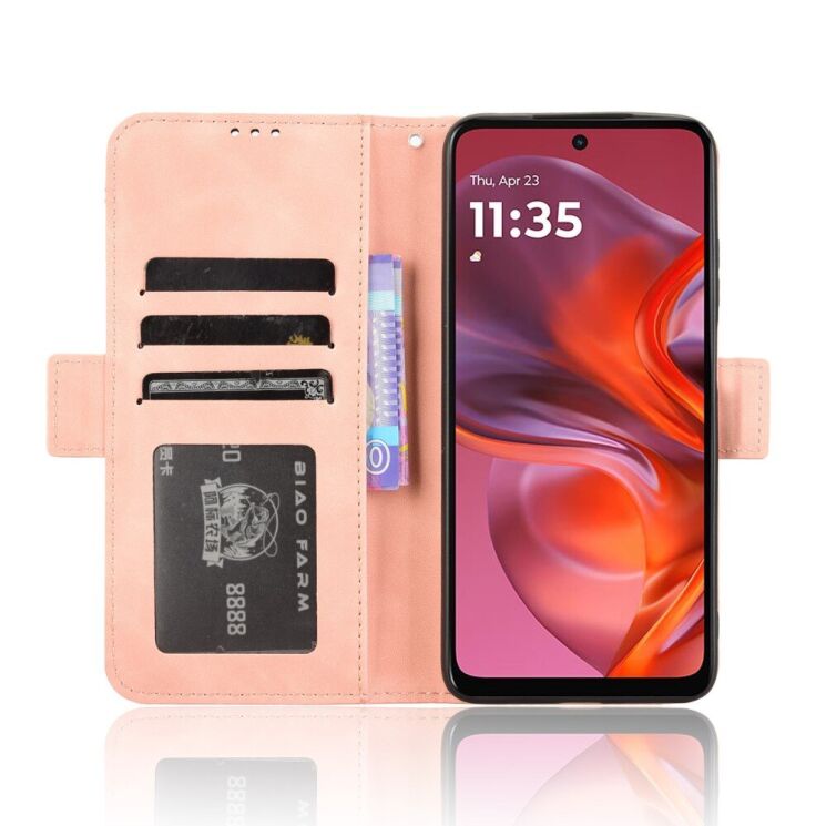 Чехол Deexe Wallet Stand для Motorola Moto G05 / Moto E15 - Pink: фото 3 из 7
