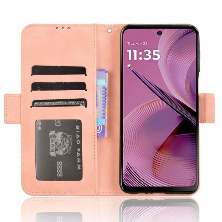 Чехол Deexe Wallet Stand для Motorola Moto G55 - Pink: фото 3 из 7