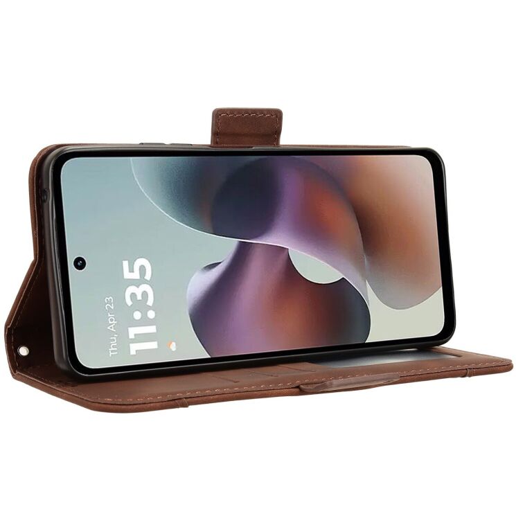 Чохол Deexe Wallet Stand для Motorola Moto G56 - Brown: фото 6 з 14