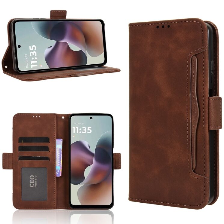 Чохол Deexe Wallet Stand для Motorola Moto G56 - Brown: фото 8 з 14