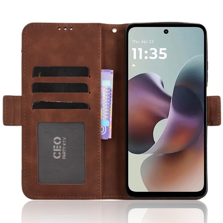 Чохол Deexe Wallet Stand для Motorola Moto G56 - Brown: фото 5 з 14
