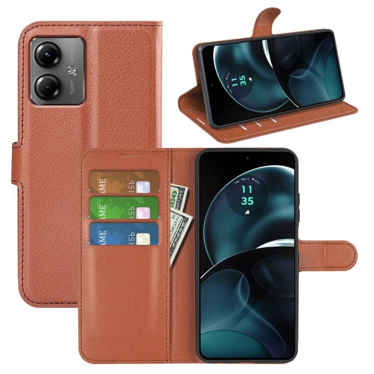 Чохол-книжка Deexe Book Type для Motorola Moto G14 - Brown: фото 6 з 8