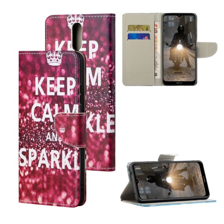 Чехол-книжка Deexe Color Wallet для Nokia 2.4 - Keep Calm and Sparkle: фото 1 из 7