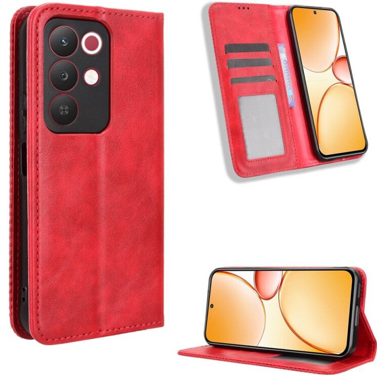 Чехол-книжка Deexe Retro Style для Realme C85 - Red: фото 2 из 18