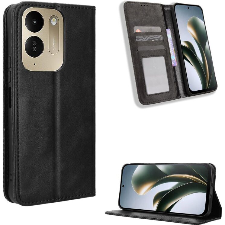 Чехол-книжка Deexe Retro Style для Xiaomi Poco C95 Pro - Black: фото 2 из 19
