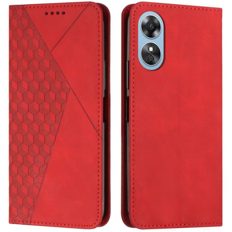 Чехол-книжка Deexe Rhombus Style для OPPO A17k / A17 - Red: фото 1 из 11