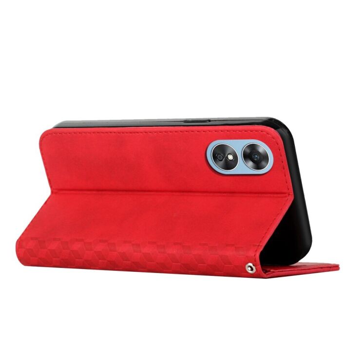 Чехол-книжка Deexe Rhombus Style для OPPO A17k / A17 - Red: фото 5 из 11