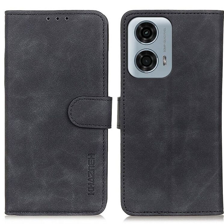 Чехол-книжка KHAZNEH Retro Wallet для Motorola Moto G24 Power - Black: фото 1 из 7