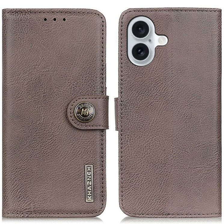 Чехол-книжка KHAZNEH Wallet Cover для Apple iPhone 16 - Khaki: фото 1 из 9